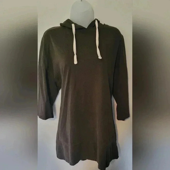 ZARA Trafaluc 3/4 length sleeve hooded pullover lightweight sweater Brown size s - Picture 1 of 7